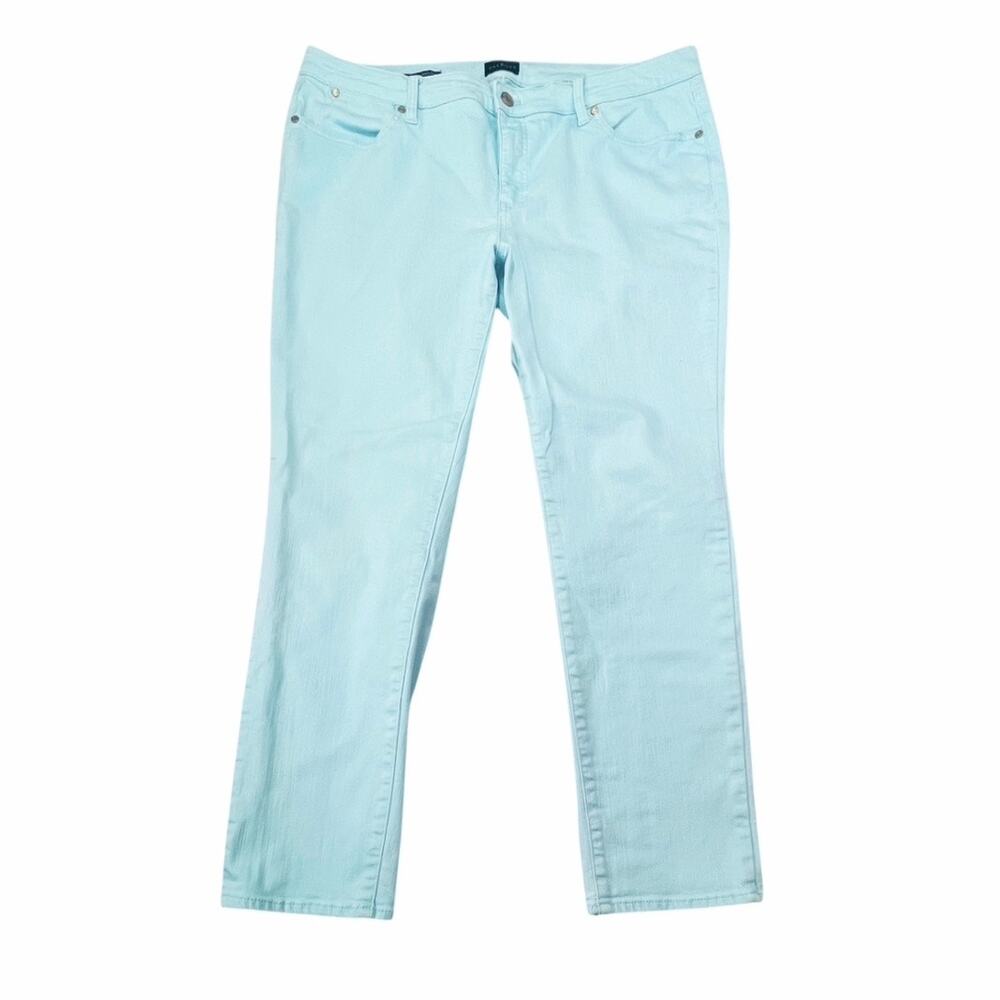 Talbots Slim Ankle Jean 16W Cool Mint Slimming Stretch Preppy Casual Coastal - Picture 2 of 10